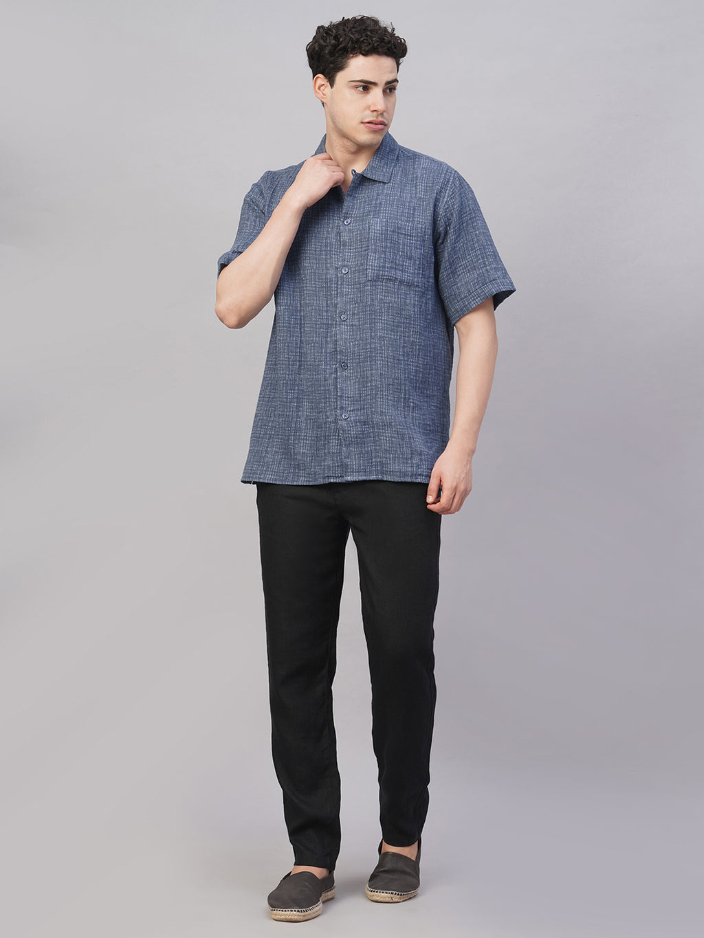Men's Blue 100% Cotton Regular Fit Shirt