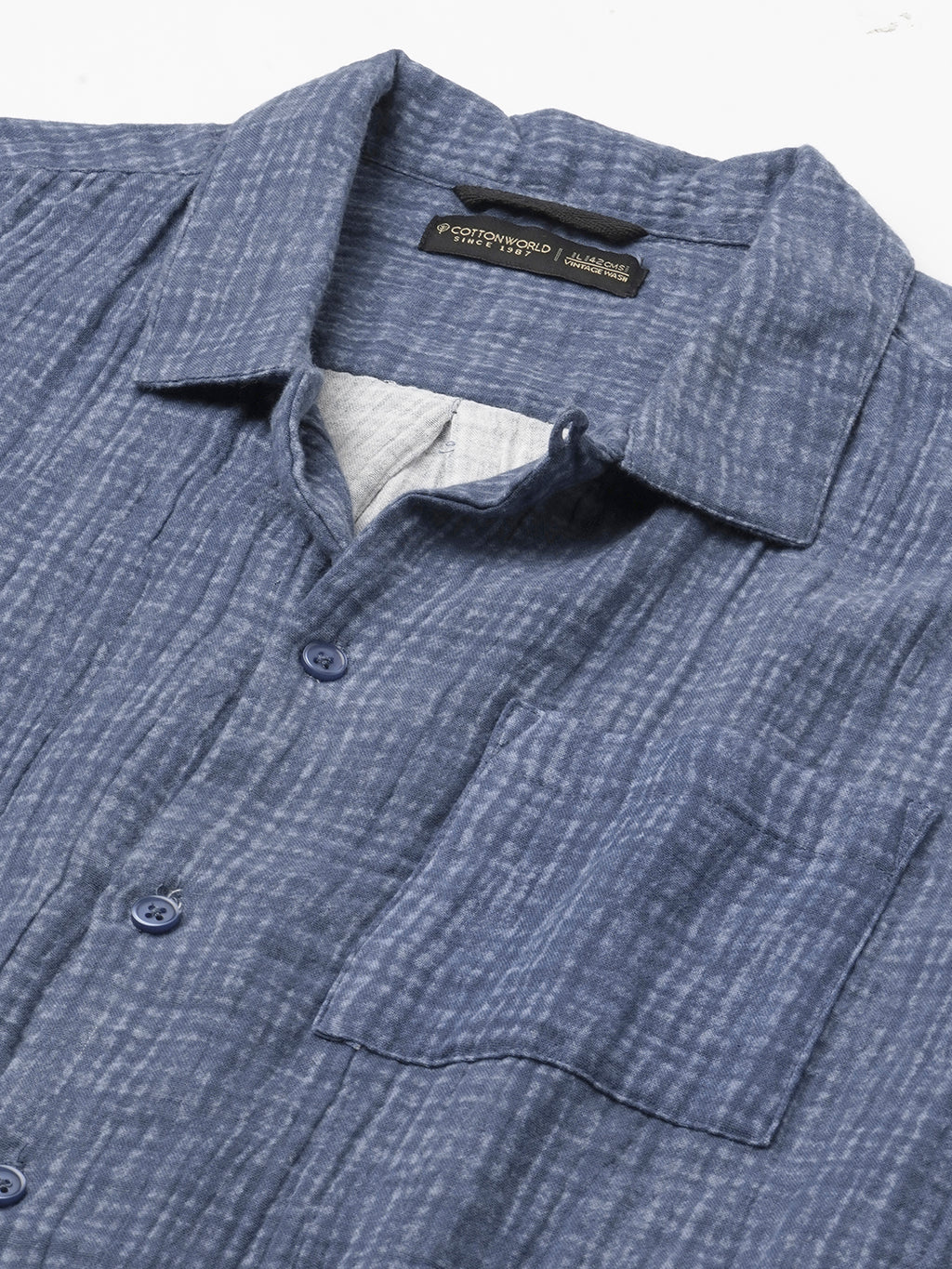 Men's Blue 100% Cotton Regular Fit Shirt