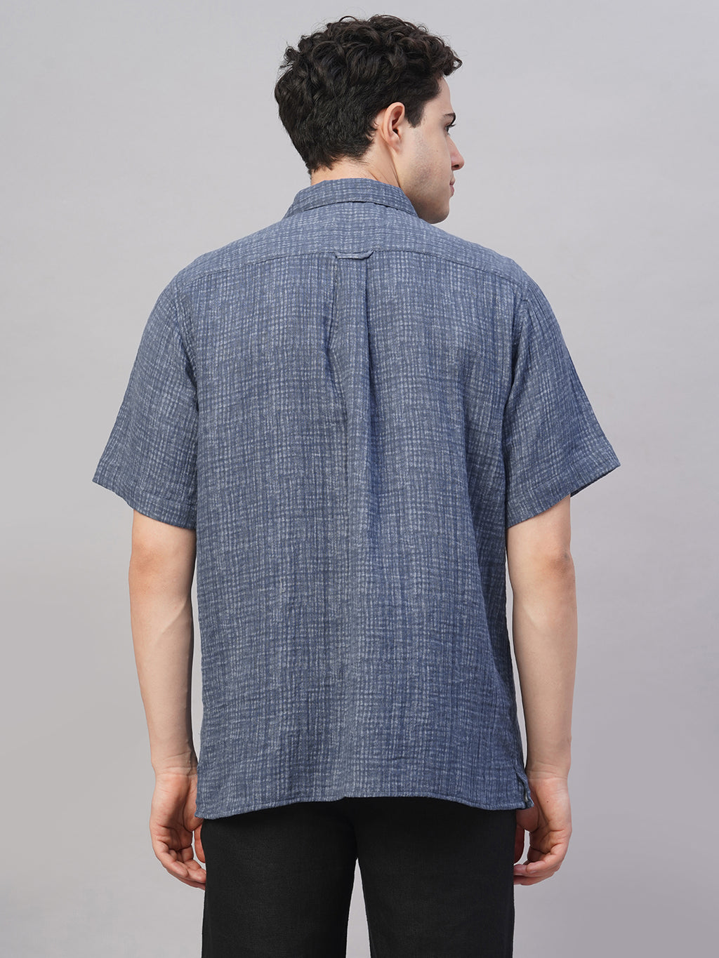 Men's Blue 100% Cotton Regular Fit Shirt