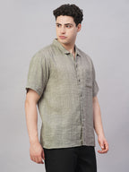Men's Grey 100% Cotton Regular Fit Shirt