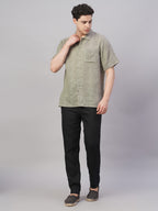 Men's Grey 100% Cotton Regular Fit Shirt