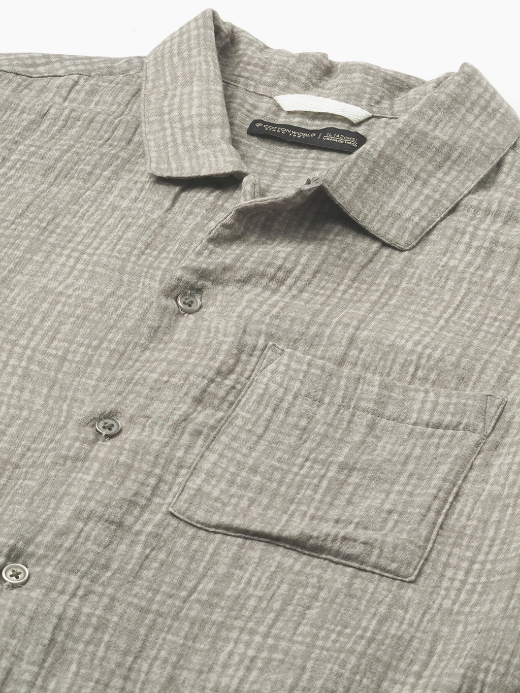 Men's Grey 100% Cotton Regular Fit Shirt