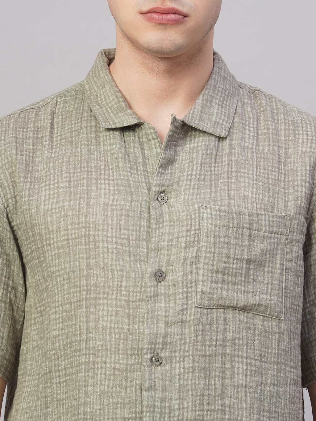 Men's Grey 100% Cotton Regular Fit Shirt