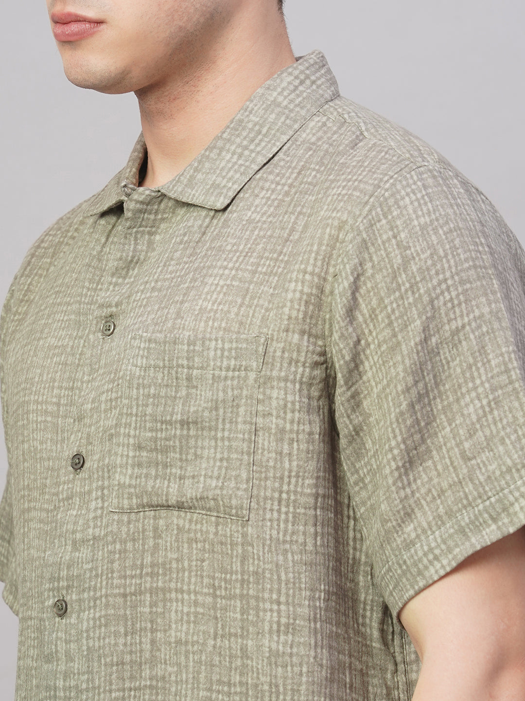 Men's Grey 100% Cotton Regular Fit Shirt