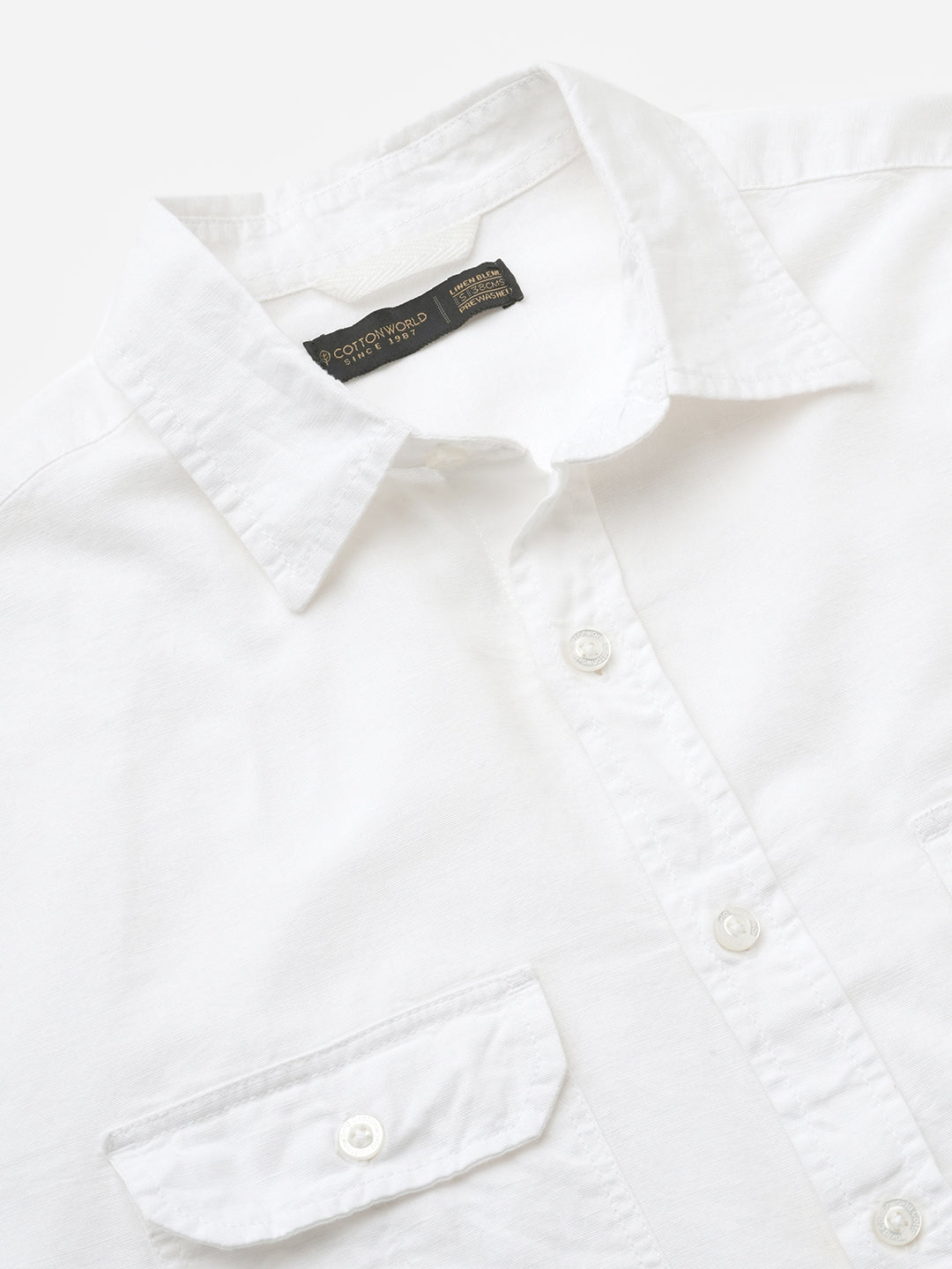 Men's White Linen Cotton Regular Fit  Shirt