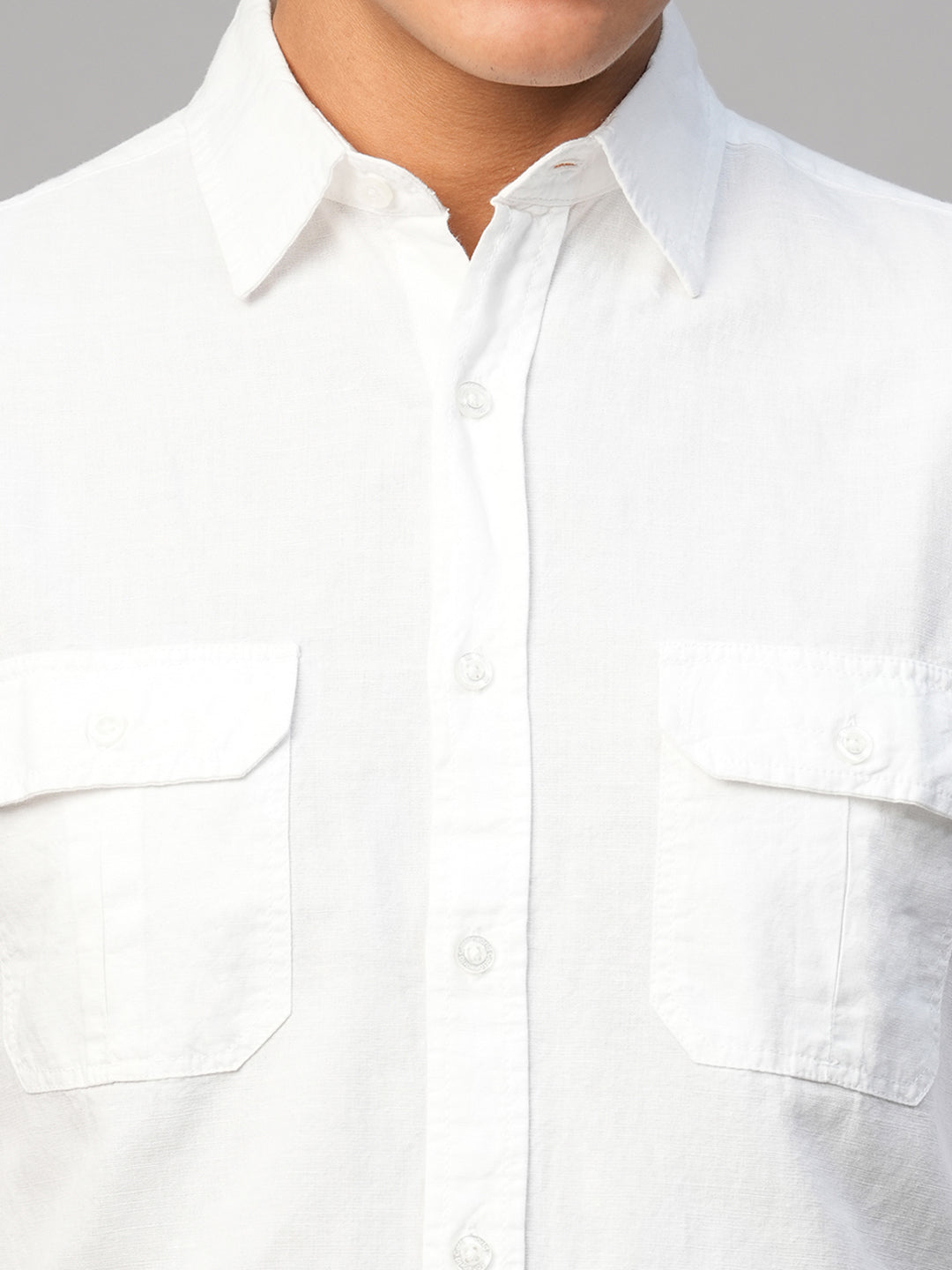 Men's White Linen Cotton Regular Fit  Shirt