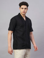 Men's Black 100% Cotton Regular Fit Shirt