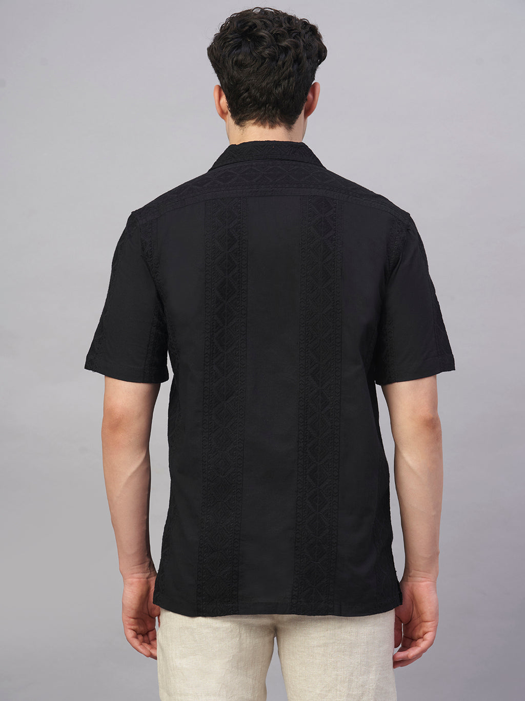 Men's Black 100% Cotton Regular Fit Shirt