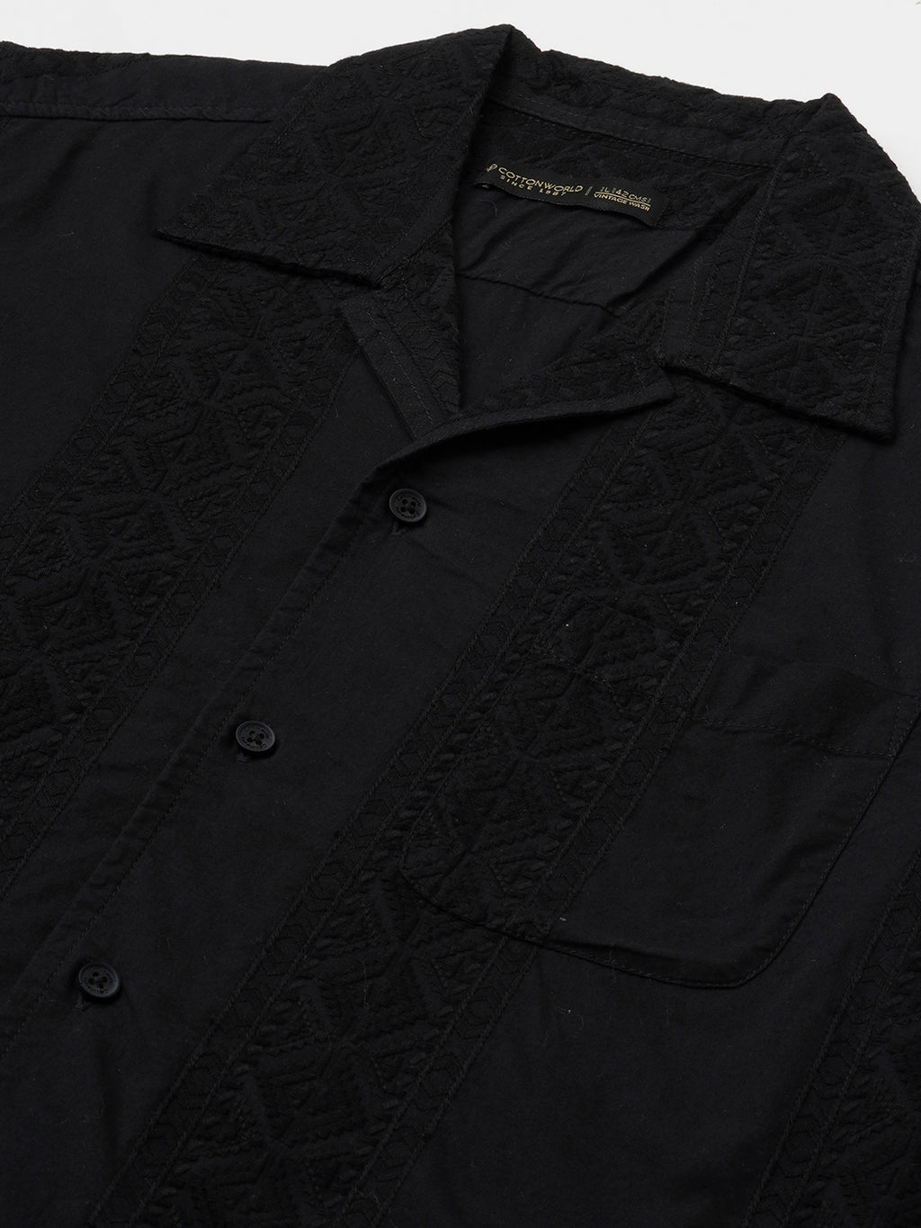 Men's Black 100% Cotton Regular Fit Shirt