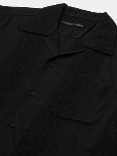 Men’s Cotton Regular Fit Camp Collar Shirt Black