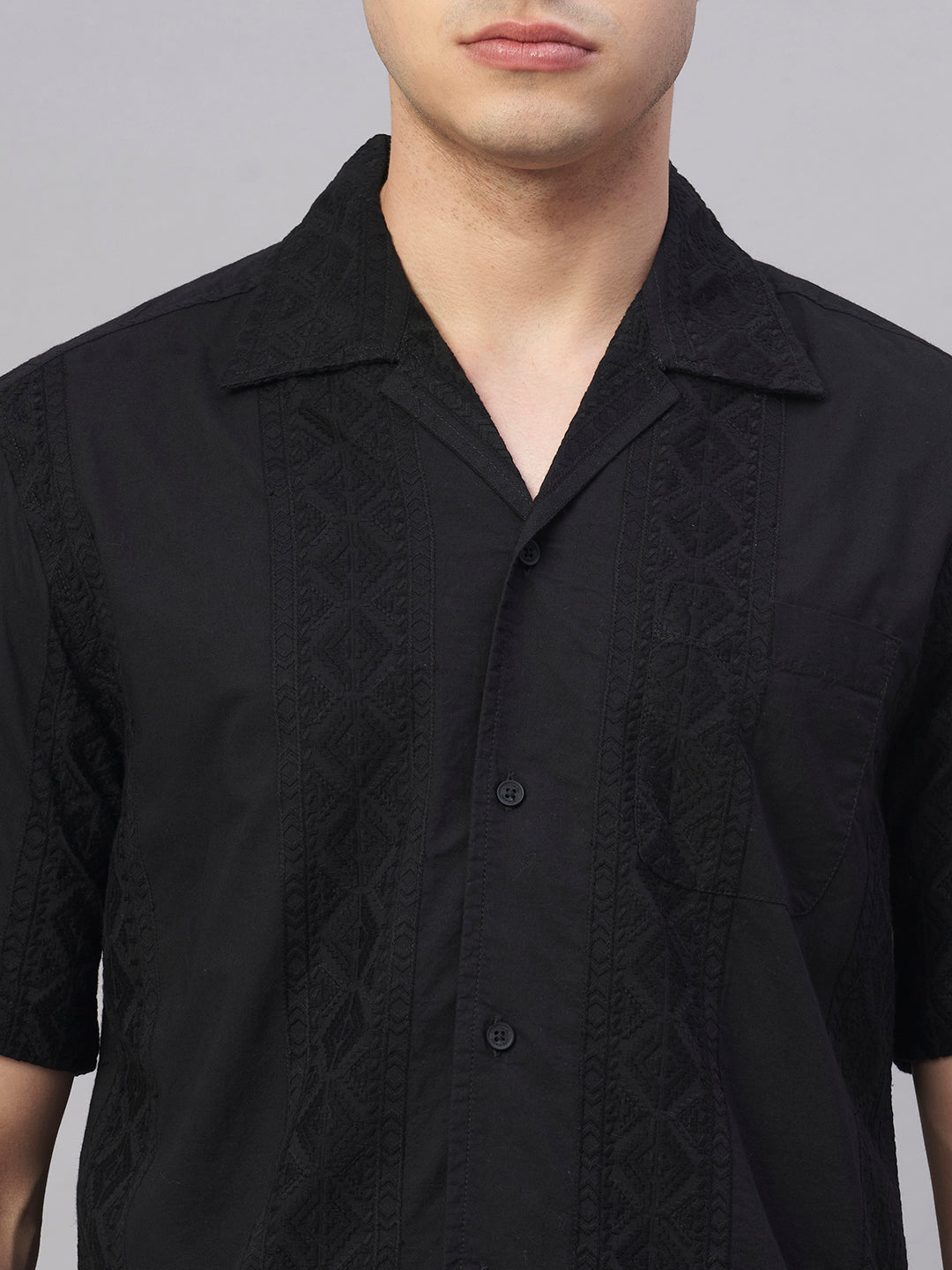 Men's Black 100% Cotton Regular Fit Shirt