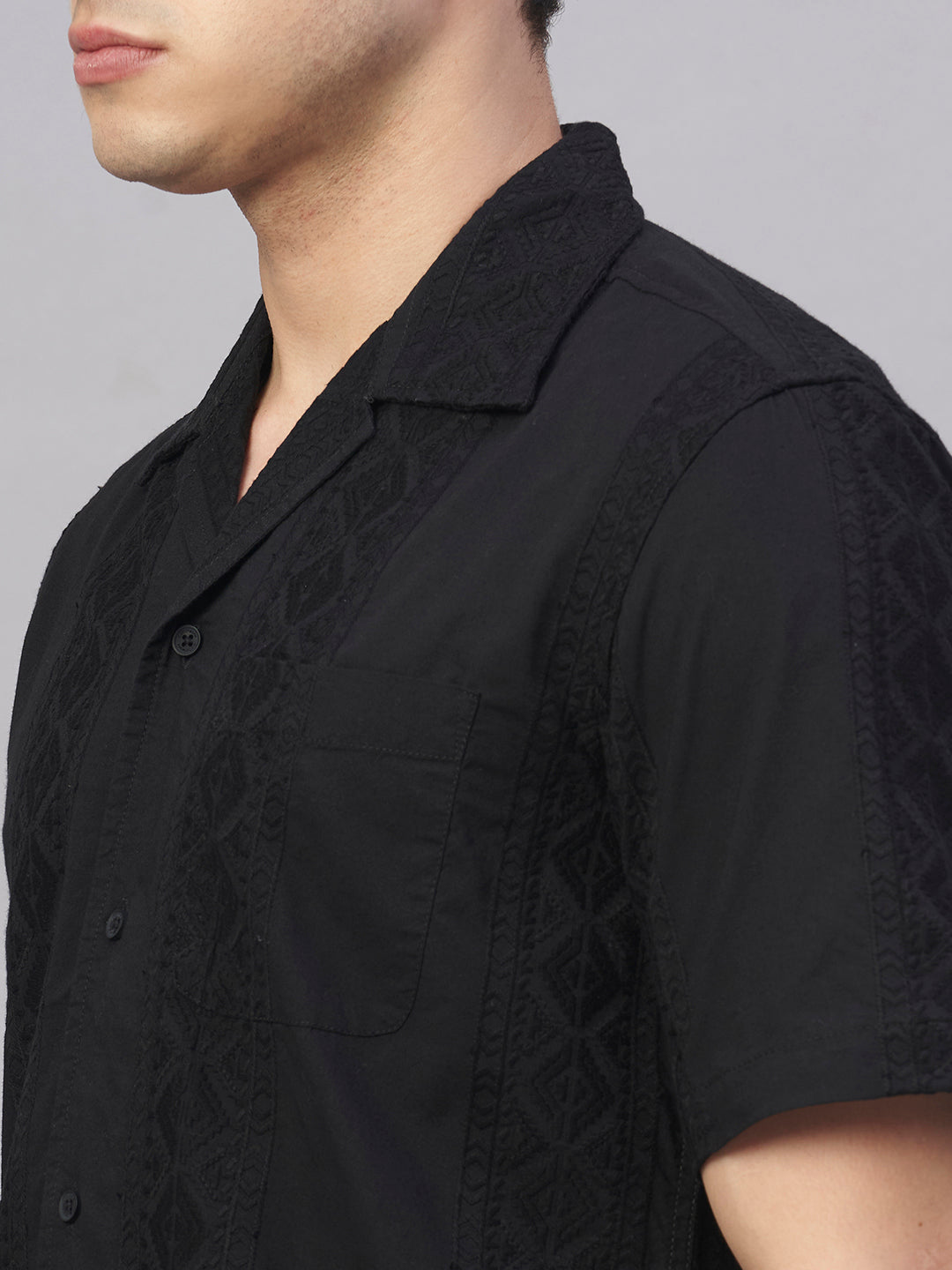 Men's Black 100% Cotton Regular Fit Shirt