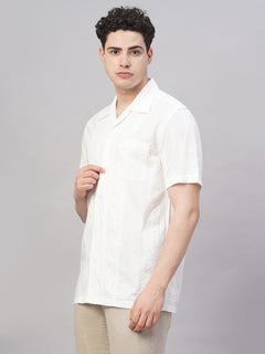 Men’s Cotton Regular Fit Camp Collar Shirt White