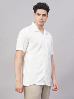 Men’s Cotton Regular Fit Camp Collar Shirt White
