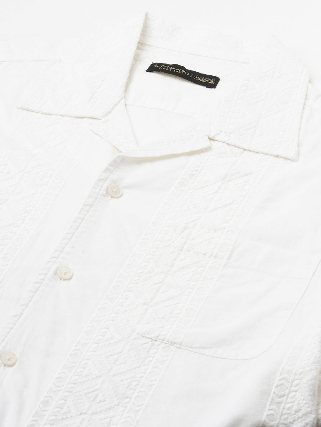 Men's White 100% Cotton Regular Fit Shirt