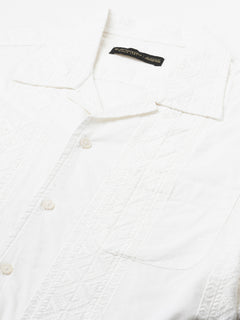 Men’s Cotton Regular Fit Camp Collar Shirt White