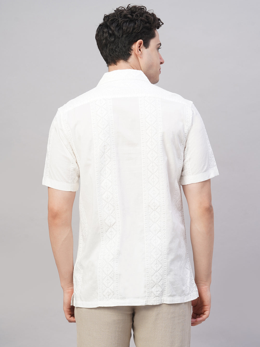Men's White 100% Cotton Regular Fit Shirt