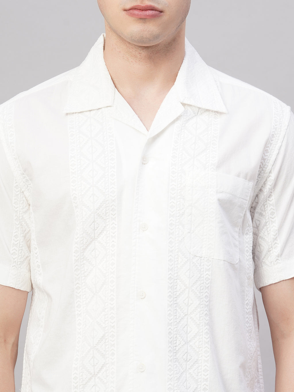Men's White 100% Cotton Regular Fit Shirt
