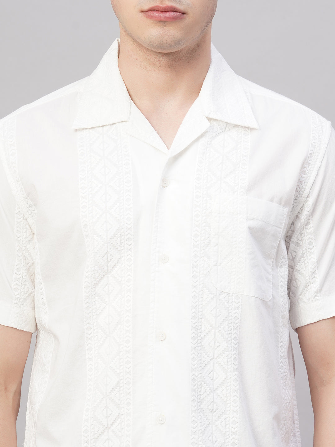 Men's White 100% Cotton Regular Fit Shirt
