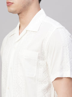Men’s Cotton Regular Fit Camp Collar Shirt White