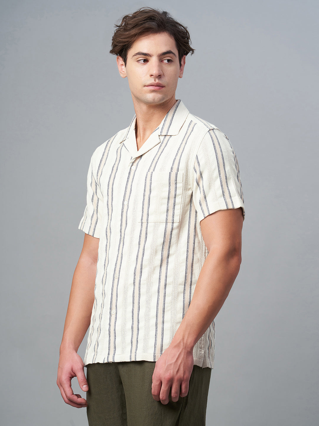 Men's Natural Cotton Linen Regular Fit Shirt