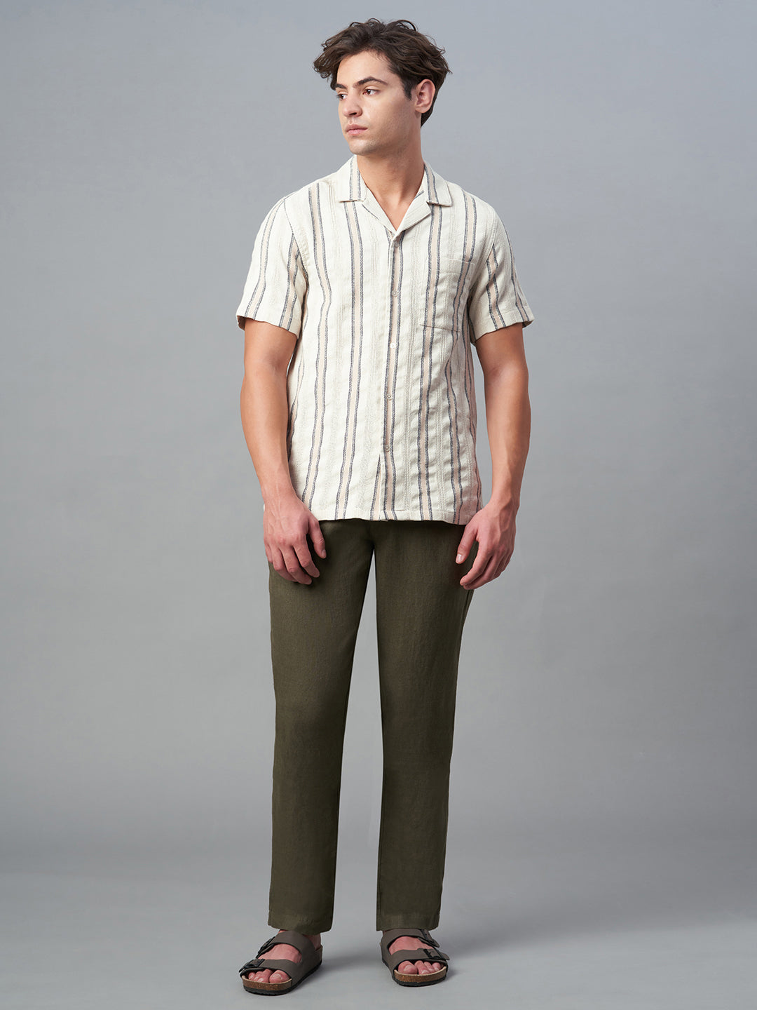 Men's Natural Cotton Linen Regular Fit Shirt