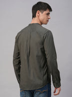Men's Olive Cotton Modal Regular Fit Shirt