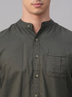 Men's Olive Cotton Modal Regular Fit Shirt