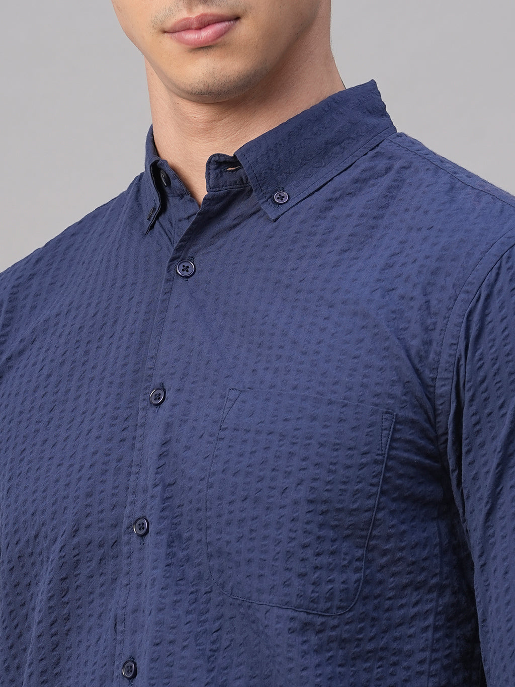 Men's Navy 100% Cotton Regular Fit Shirt