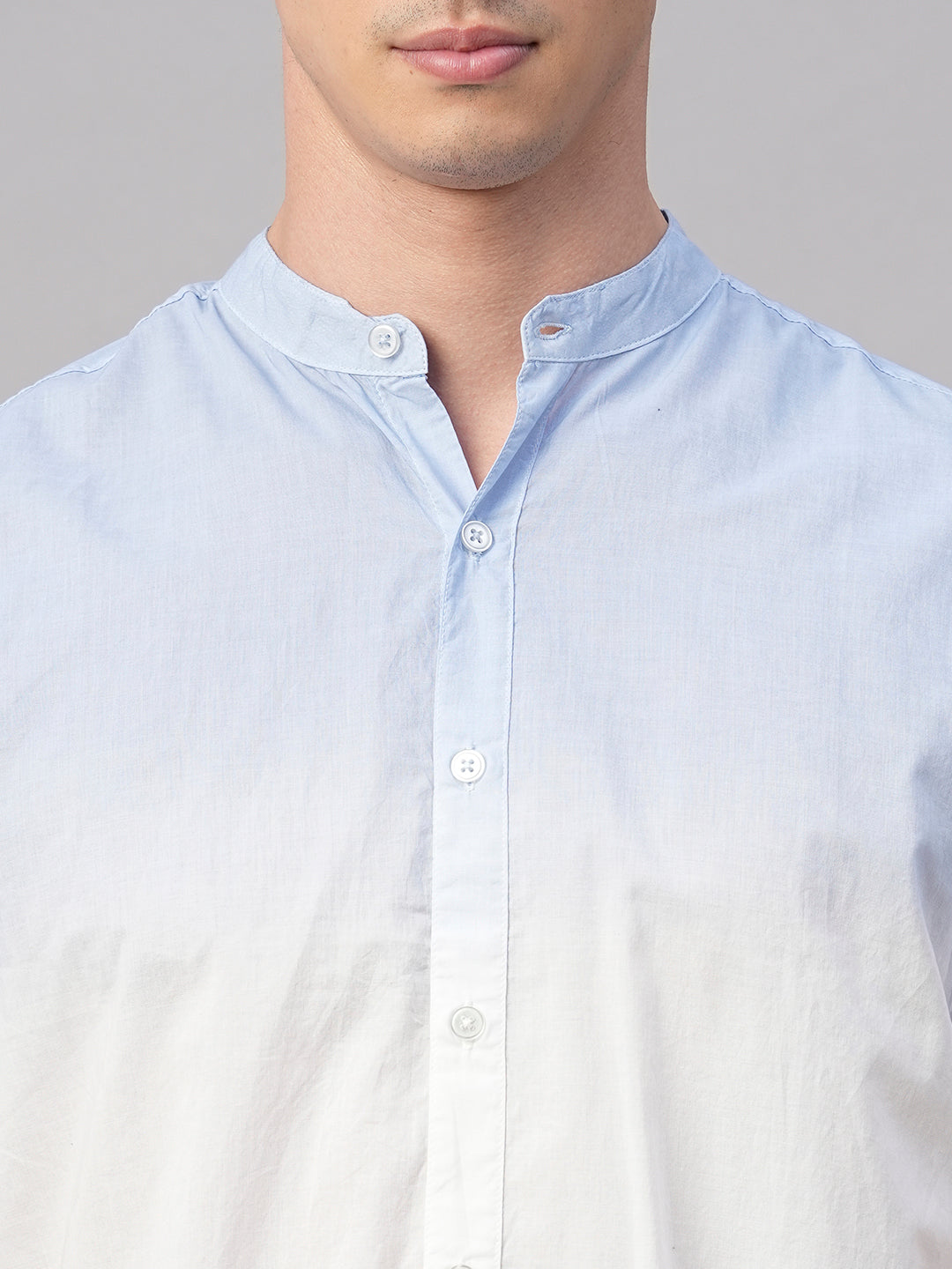 Men's White/Sky 100% Cotton Regular Fit Shirt