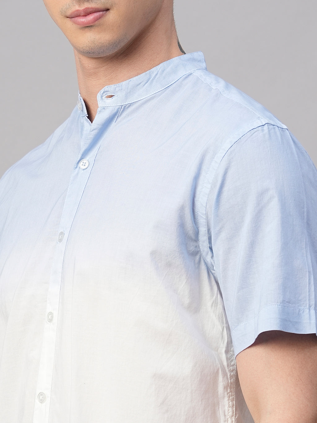 Men's White/Sky 100% Cotton Regular Fit Shirt
