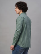Men's Green Cotton Lycra Regular Fit Shirt