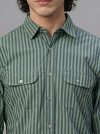 Men's Green Cotton Lycra Regular Fit Shirt