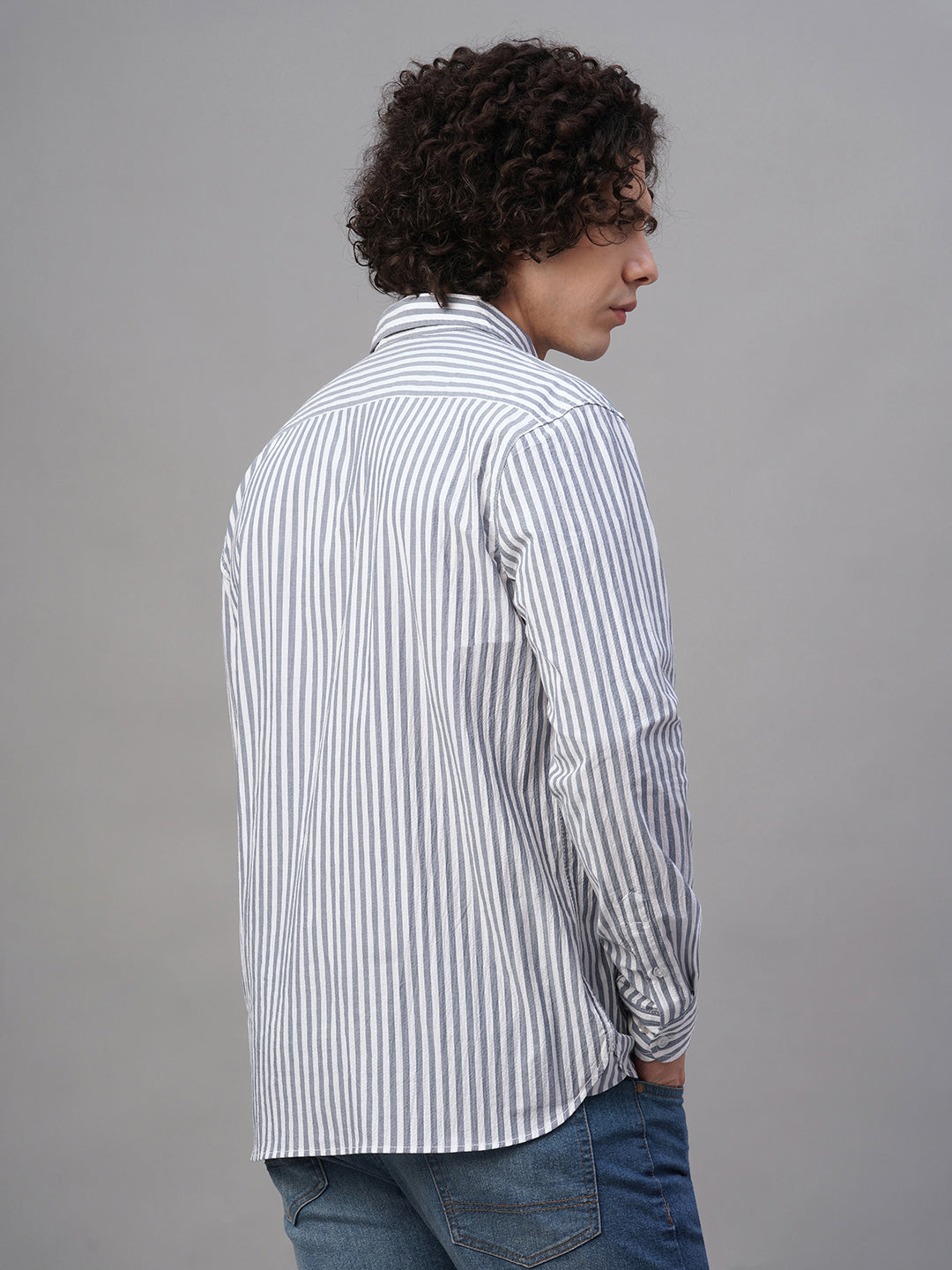 Men's Navy Cotton Lycra Regular Fit Shirt