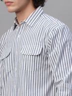 Men's Navy Cotton Lycra Regular Fit Shirt