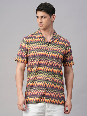 Men's 100% Cotton Regular Fit Shirt Orange