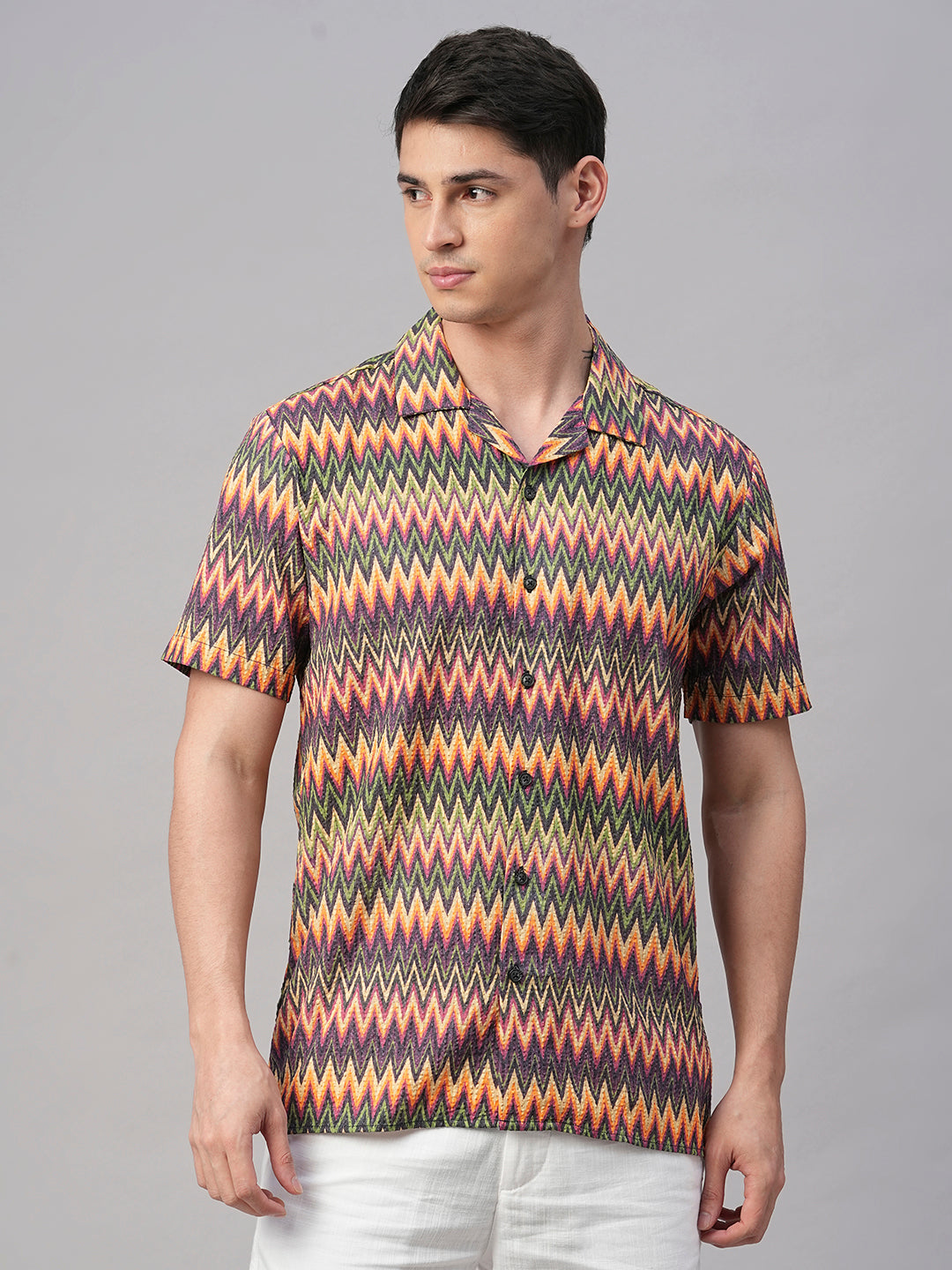 Men's 100% Cotton Regular Fit Shirt Orange