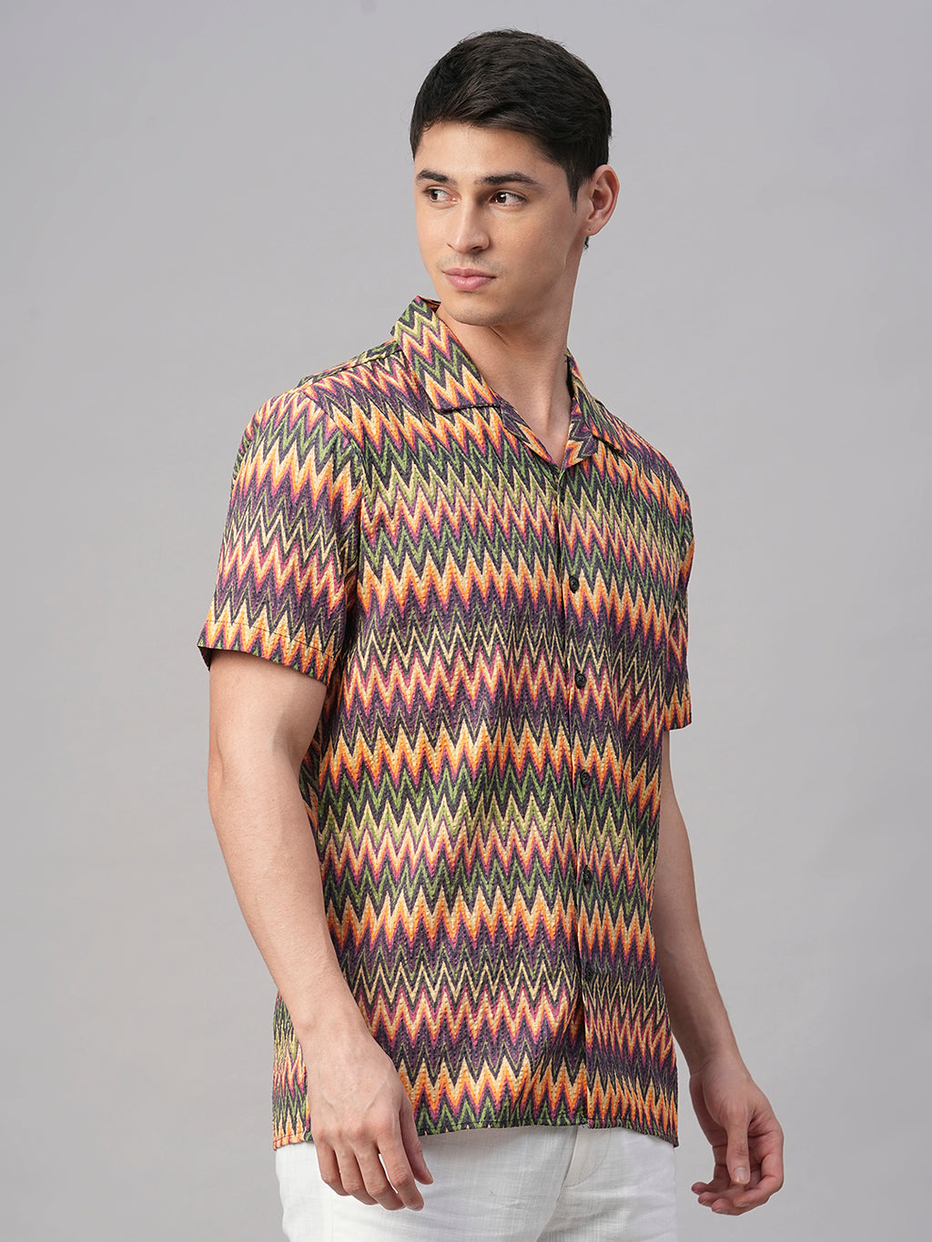 Men's 100% Cotton Regular Fit Shirt Orange