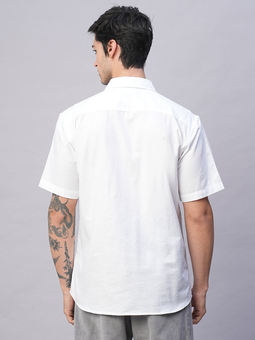 Men's White 100% Cotton Regular Fit 2 Pocket Western Yoke Shirt