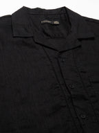 Men's 100% Linen Regular Fit Resort Collar Shirt Black