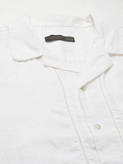 Men’s Linen Regular Fit Textured Pocket Shirt White