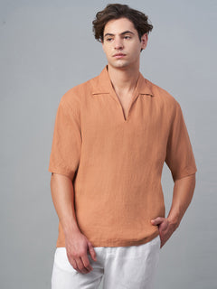 Men’s Linen Loose Fit Shirt Brick
