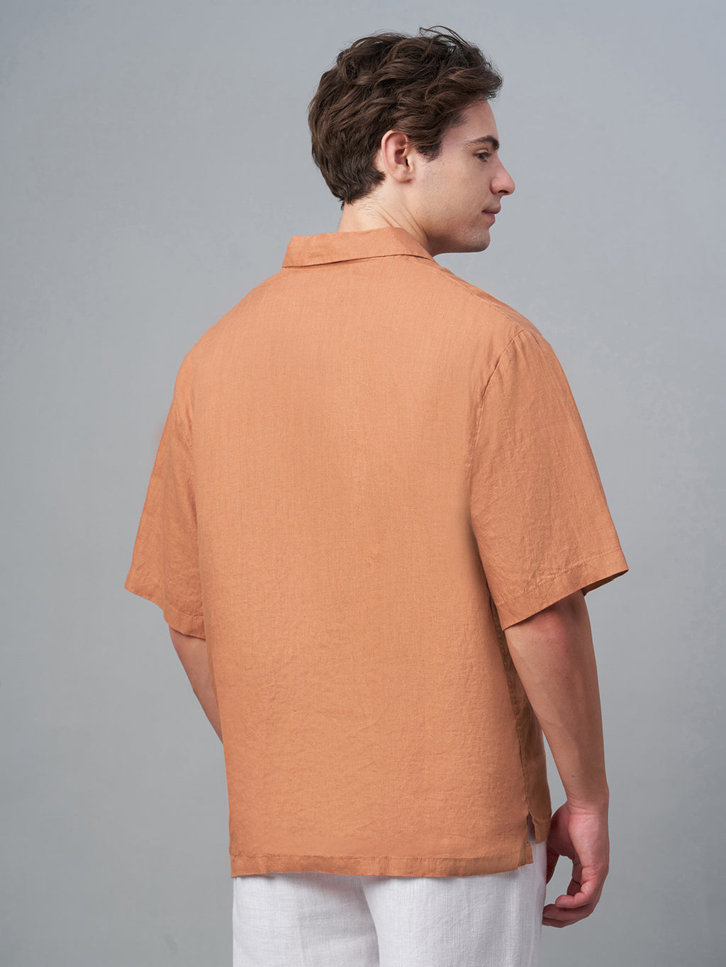 Men's Brick 100% Linen Loose Fit Shirt