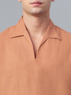 Men’s Linen Loose Fit Shirt Brick