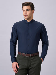 Men’s Cotton Lycra Slim Fit Shirt Navy