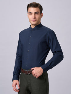 Men’s Cotton Lycra Slim Fit Shirt Navy