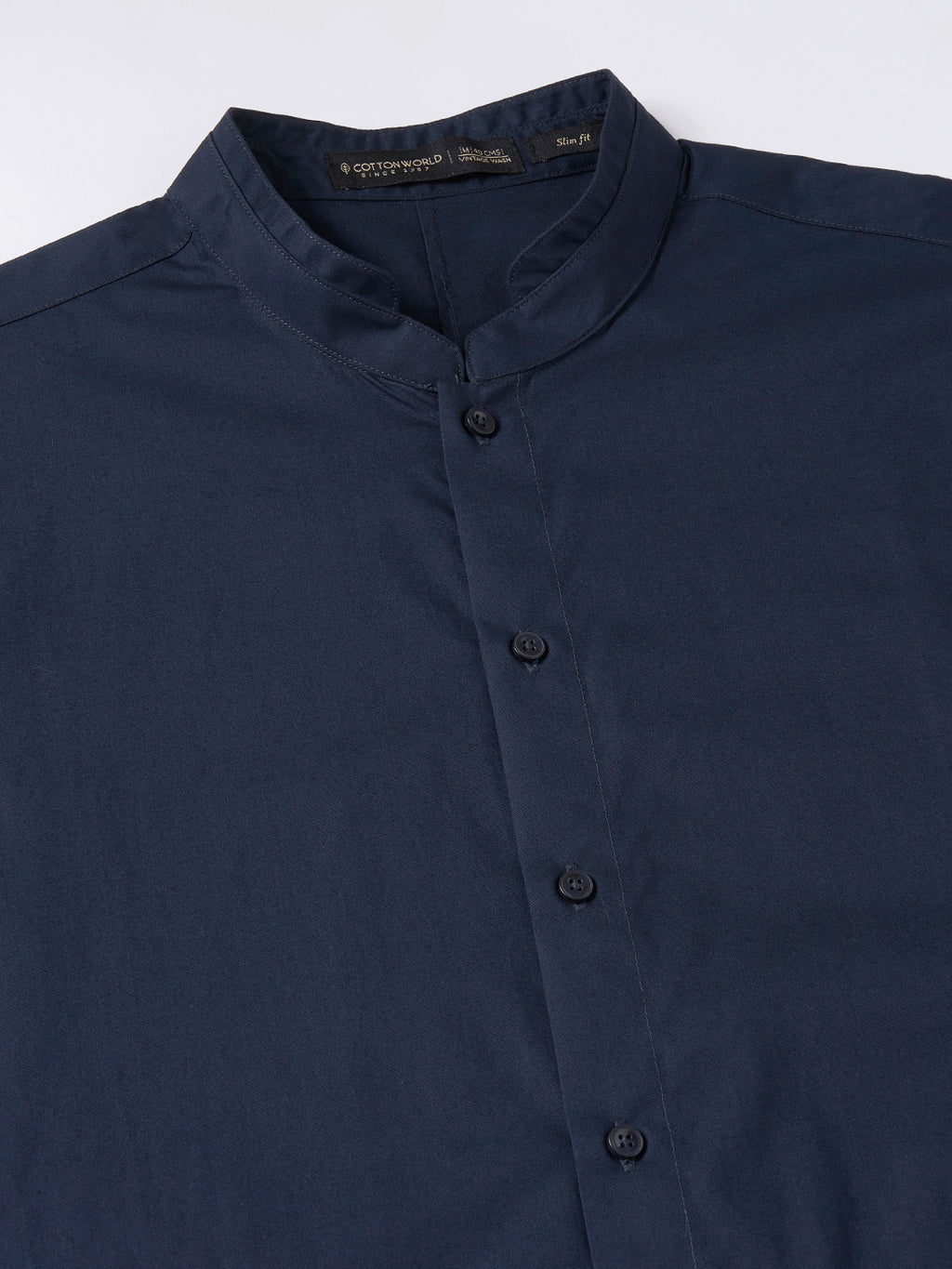 Men's Navy Cotton Lycra Slim Fit Shirt