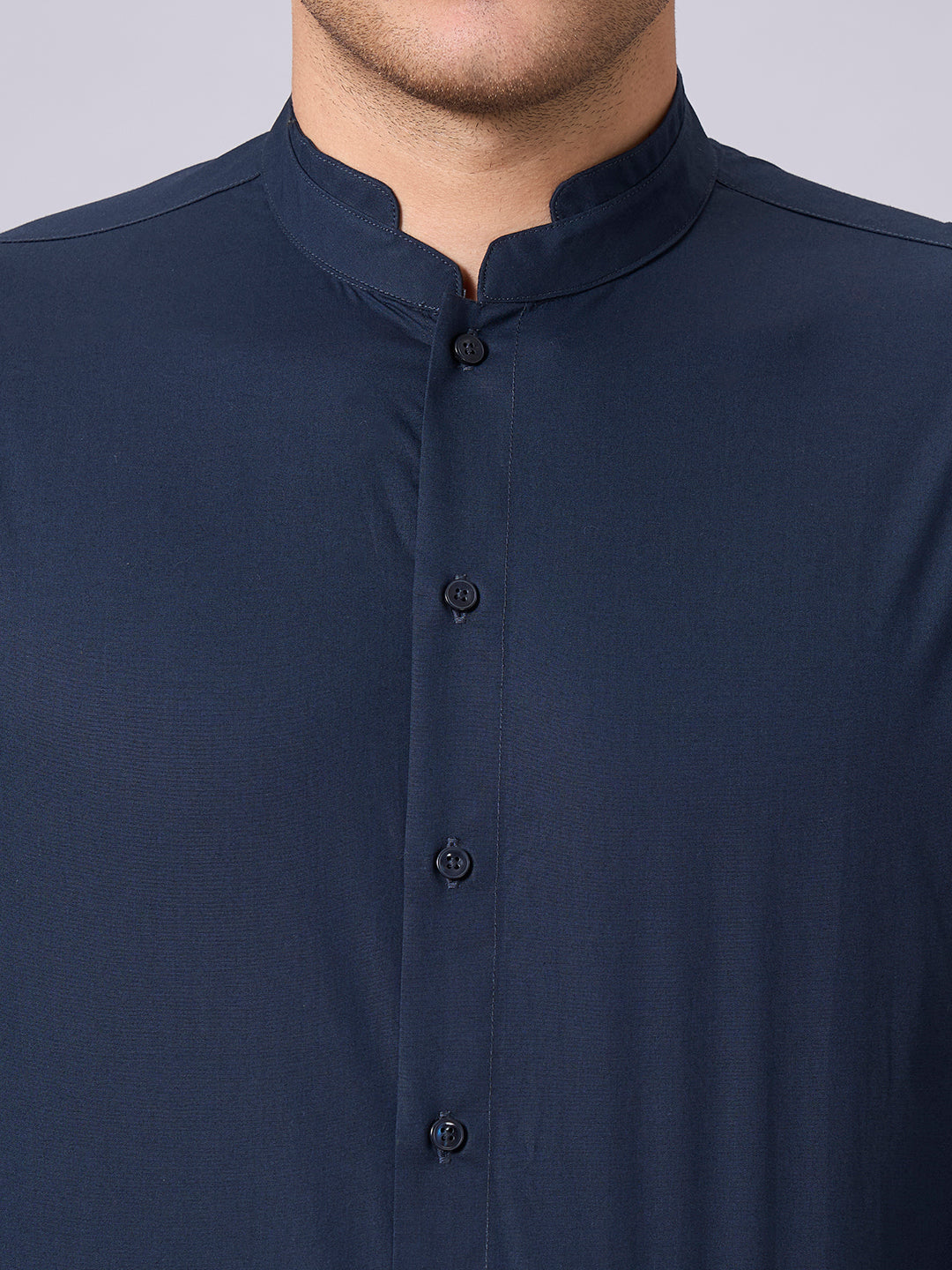 Men's Navy Cotton Lycra Slim Fit Shirt