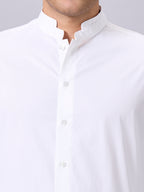Men's White Cotton Lycra Slim Fit Shirt