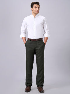 Men’s Cotton Lycra Slim Fit Band Collar Shirt White